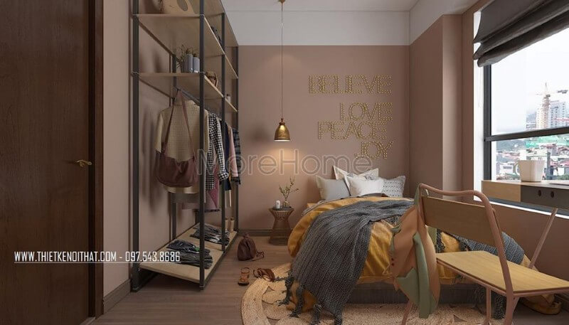 Giấy dán tường kết hợp với bộ đèn led mang lại điểm nhấn nghệ thuật hơn cho khu vực tường phòng ngủ . Giấy dán tường phòng ngủ hải phòng