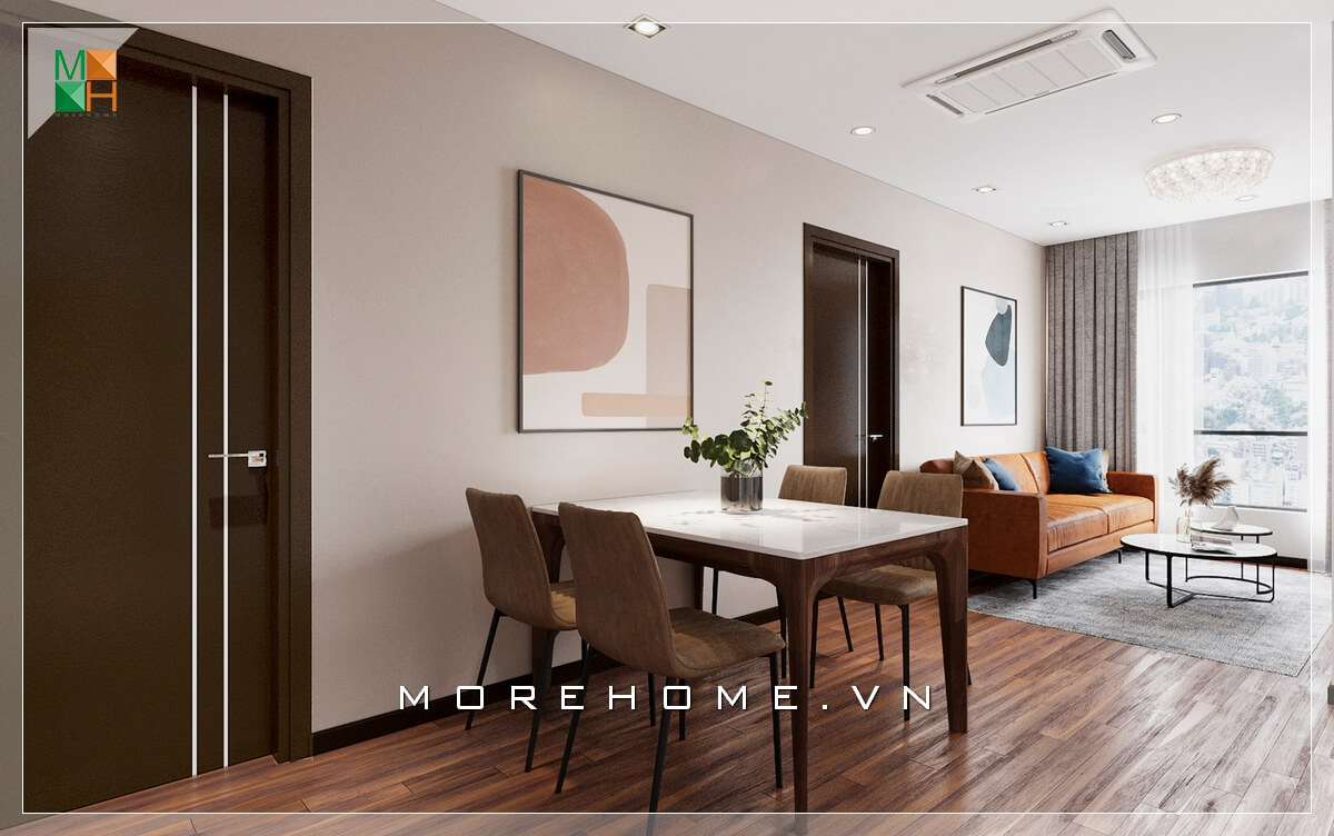 Tranh canvas cũng được sử dụng như một đồ nội thất khiến căn nhà chung cư dơn giản trở nên tiện nghi và hiện đại hơn. Mẫu nội thất chung cư hiện đại