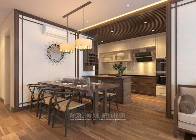 Bộ bàn ăn gỗ tự nhiên cao cấp với kiểu dáng đơn giản nhưng không kém phần tinh tế sang trọng