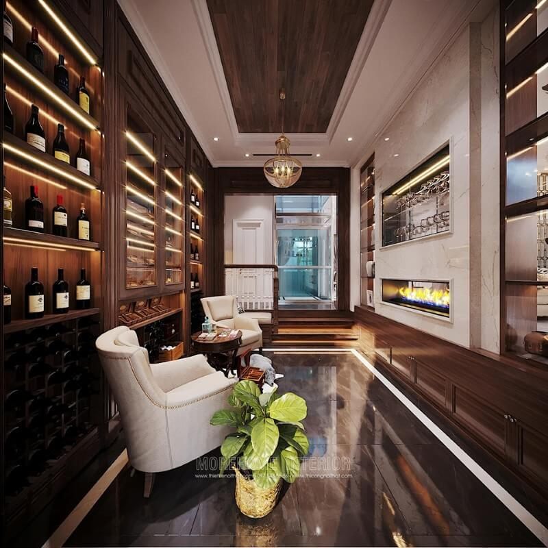 Morehome gợi ý bạn kiểu mẫu thiết kế tủ rượu, thiết kế phòng rượu biệt thự đẹp