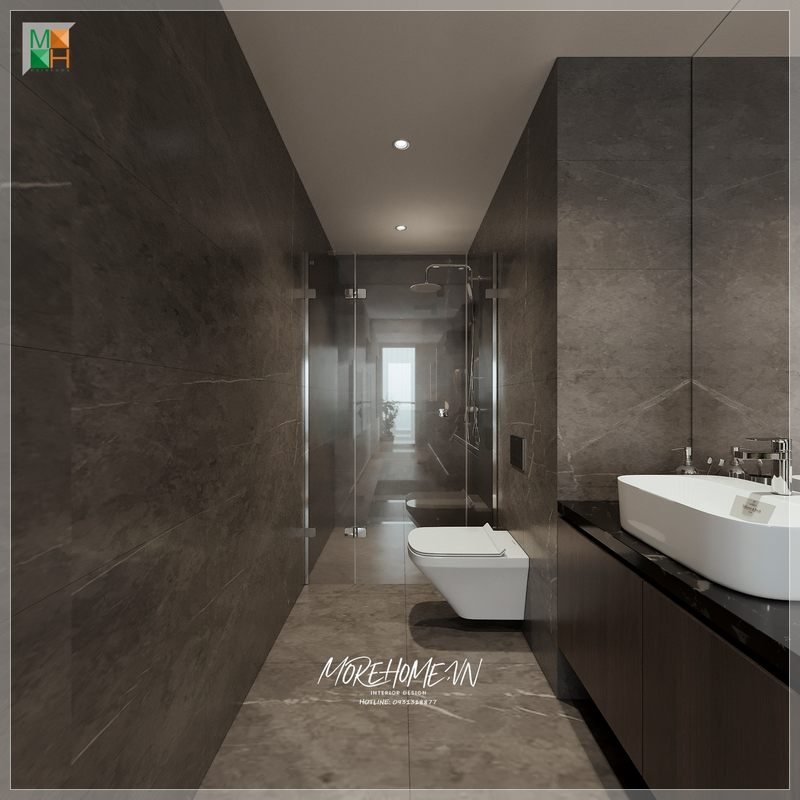Kệ tủ lavabo gỗ công nghiệp mặt đá đen hiện đại tiện lợi hỗ trợ tốt cho quá trình sử dụng, tiện dụng cho cất trữ sắp xếp đồ đạc phòng tắm gọn gàng.